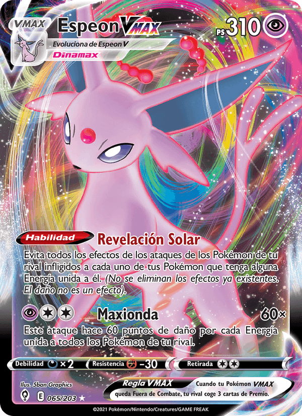Espeon VMAX, carta 65 de Cielos Evolutivos