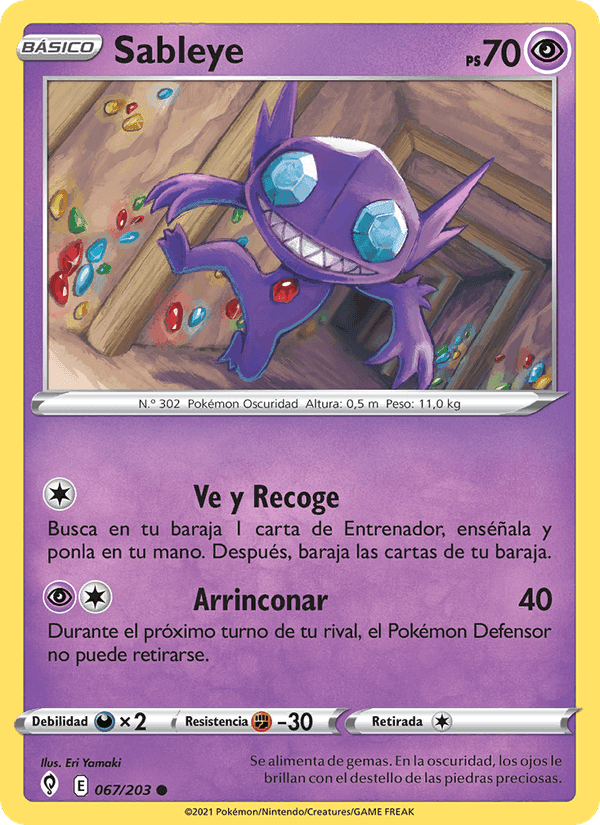 Sableye, carta 67 de Cielos Evolutivos