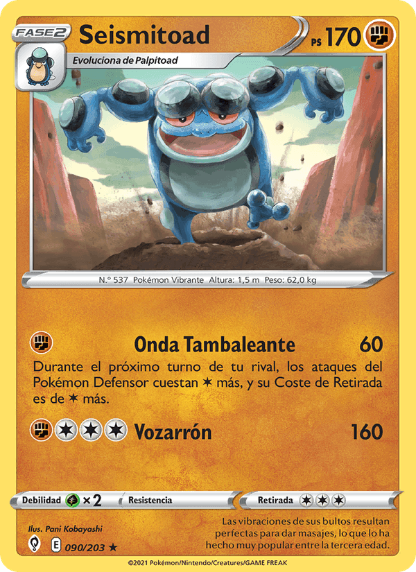 Seismitoad, card 90 from Cielos Evolutivos