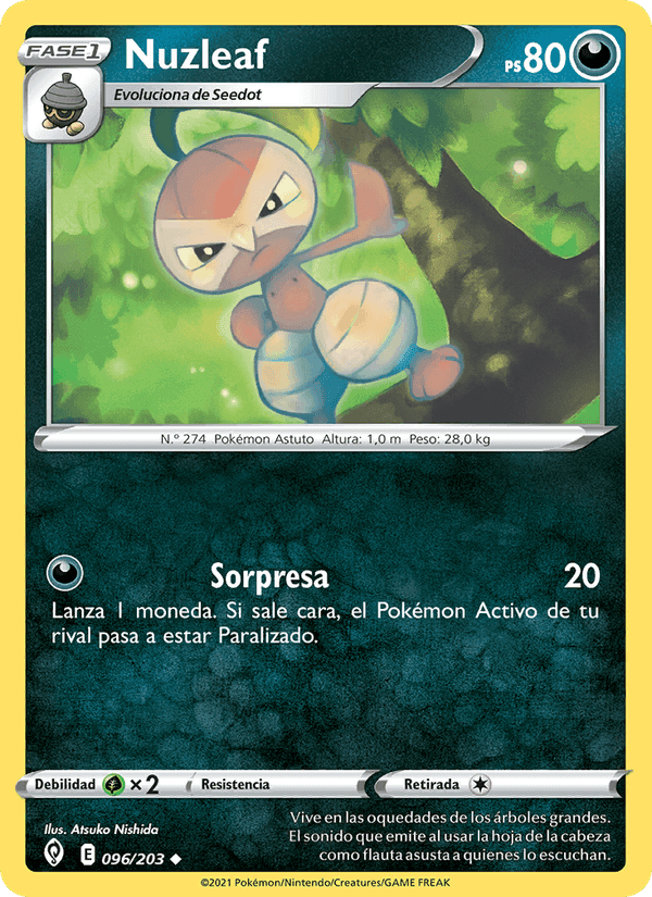 Nuzleaf, carta 96 de Cielos Evolutivos