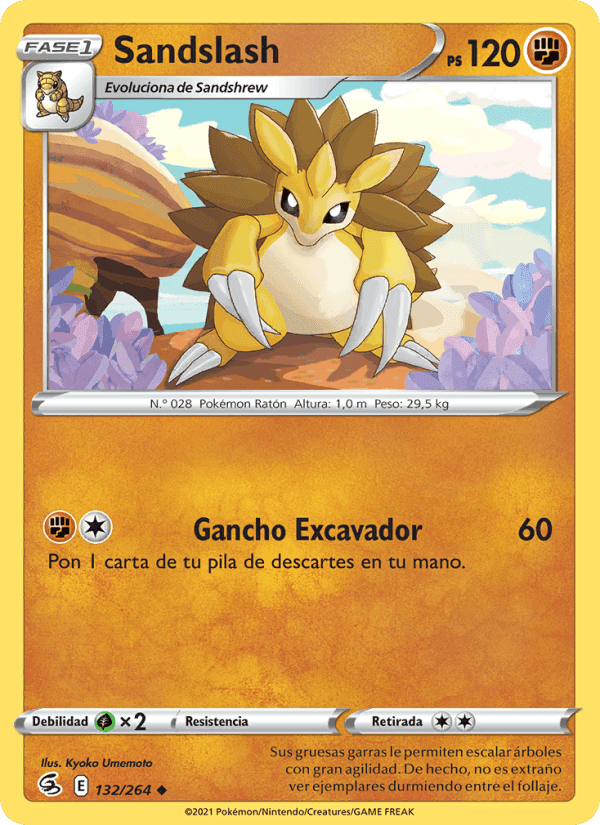 Sandslash, carta 132 de Golpe Fusión