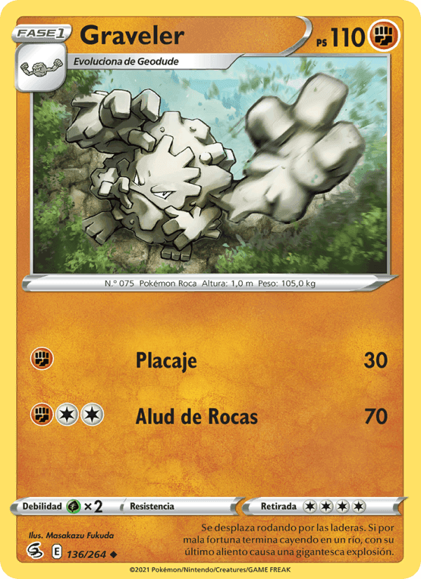 Graveler, card 136 from Golpe Fusión