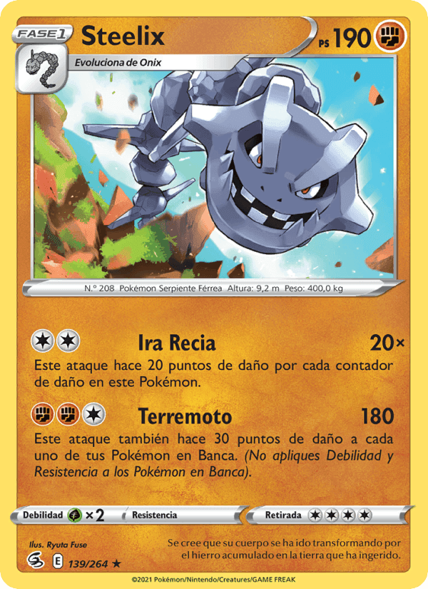 Steelix, carta 139 de Golpe Fusión
