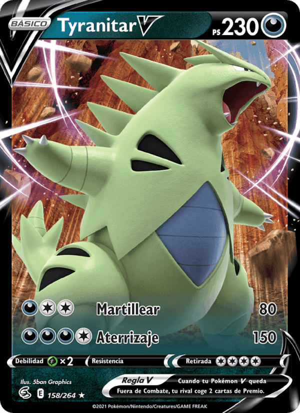 Tyranitar V, carta 158 de Golpe Fusión