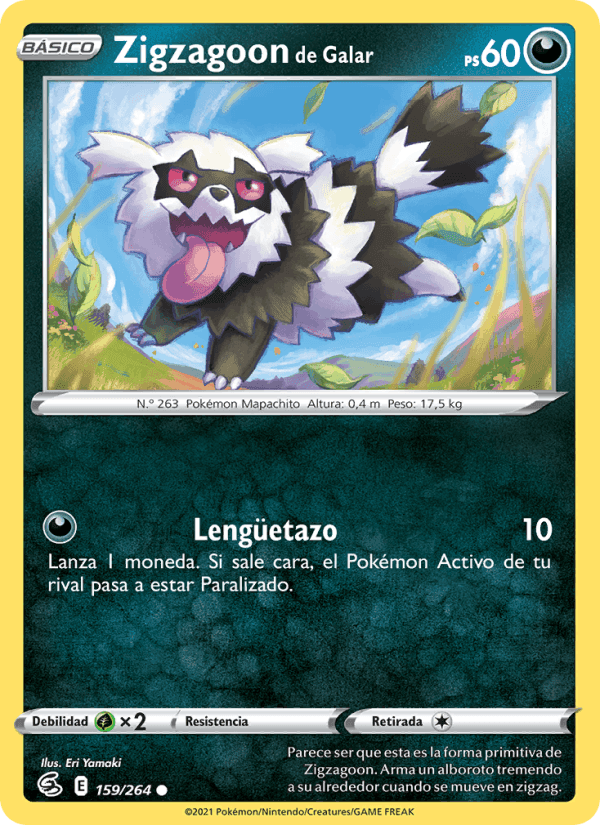 Zigzagoon de Galar, carta 159 de Golpe Fusión
