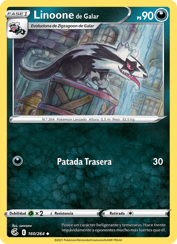 Linoone de Galar, card 160 from Golpe Fusión