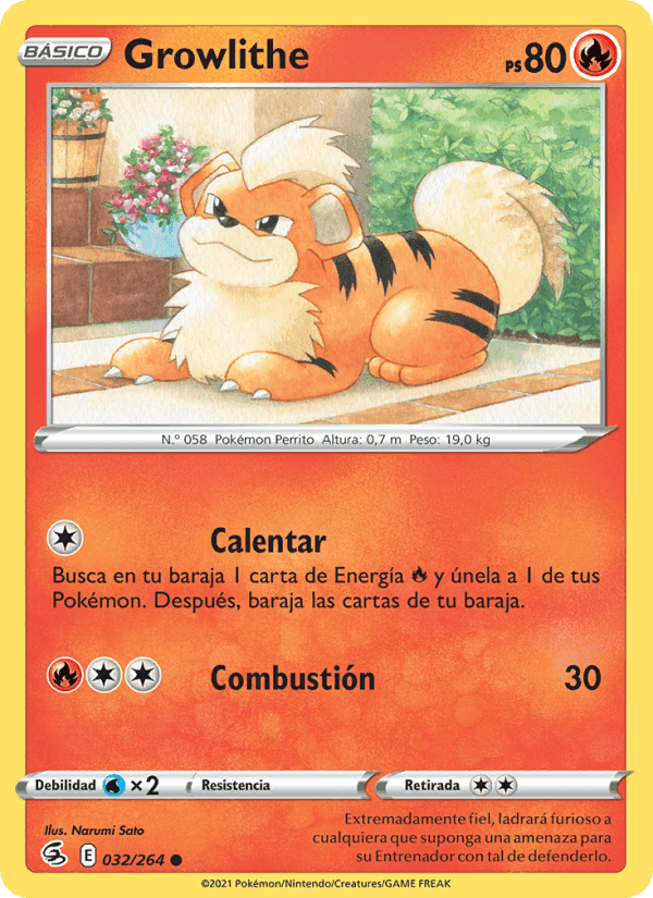 Growlithe, carta 32 di Golpe Fusión