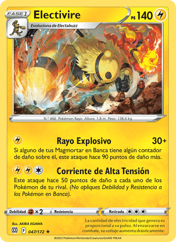 Electivire, carta 047 de Astros Brillantes