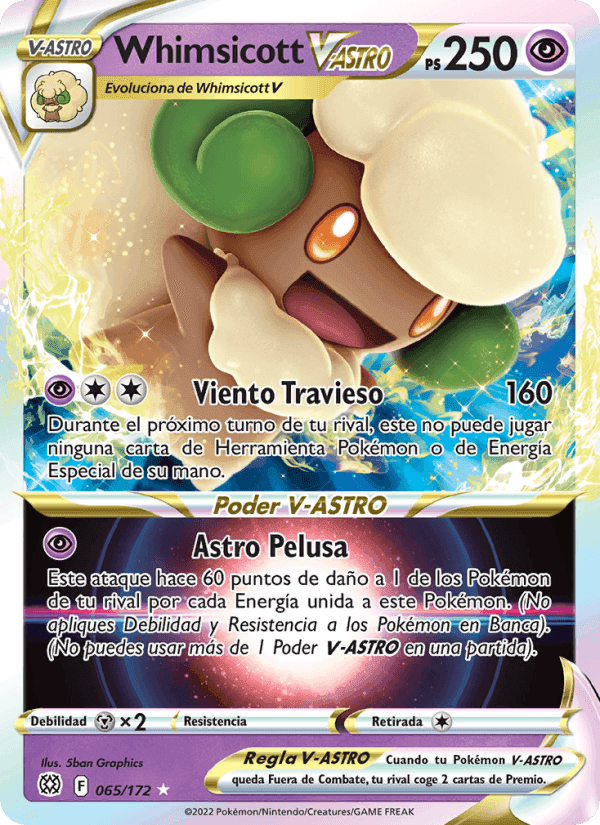 Whimsicott V-ASTRO, card 065 from Astros Brillantes