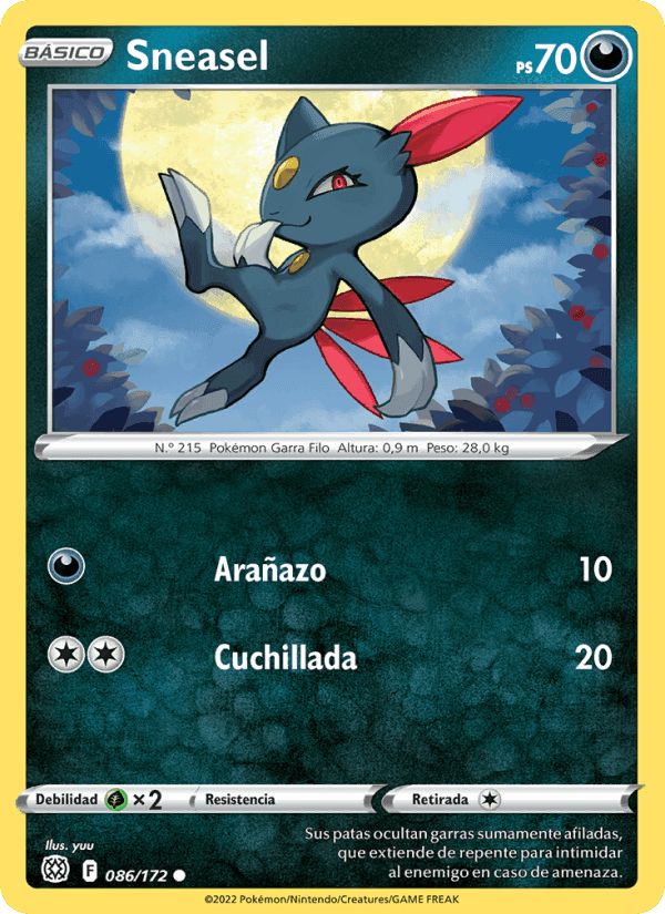 Sneasel, carta 086 de Astros Brillantes