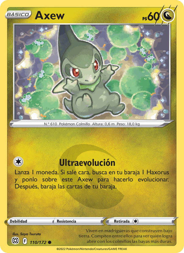 Axew, carta 110 de Astros Brillantes