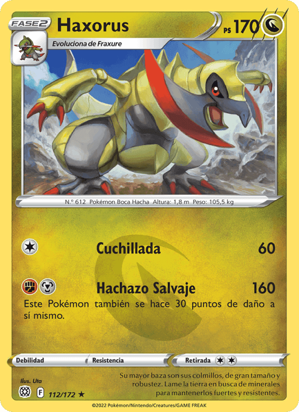 Haxorus, carta 112 de Astros Brillantes