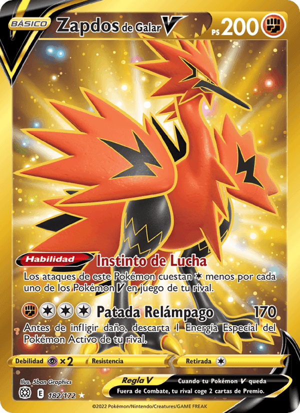 Zapdos de Galar V, carta 182 de Astros Brillantes
