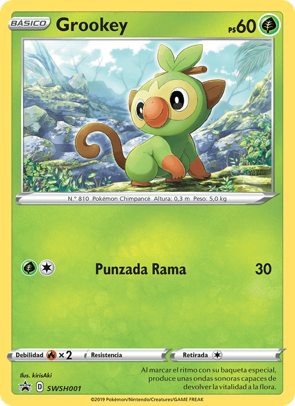 Grookey, carte SWSH001 de Cartas de promoción ESES