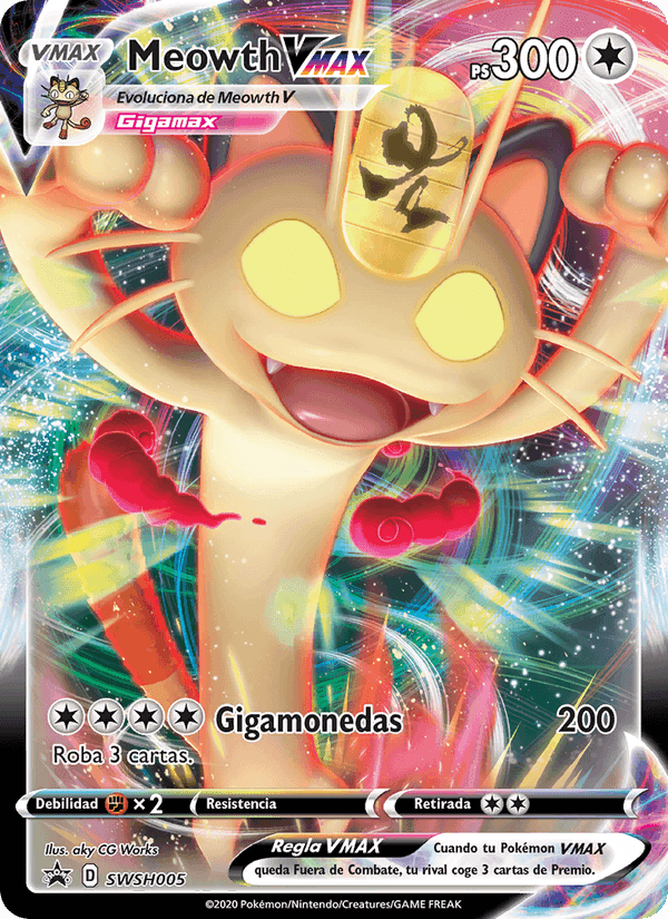 Meowth VMAX, carte SWSH005 de Cartas de promoción ESES