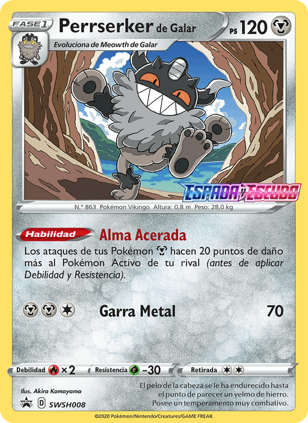 Perrserker de Galar, carta SWSH008 di Cartas de promoción ESES
