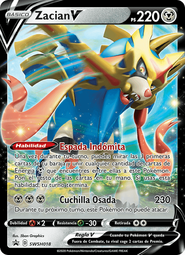 Zacian V, carta SWSH018 di Cartas de promoción ESES