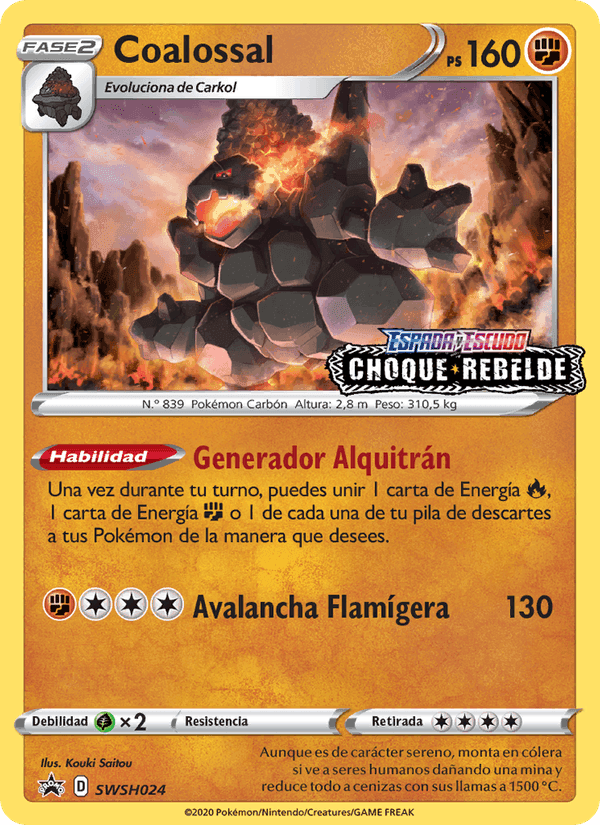 Coalossal, carte SWSH024 de Cartas de promoción ESES
