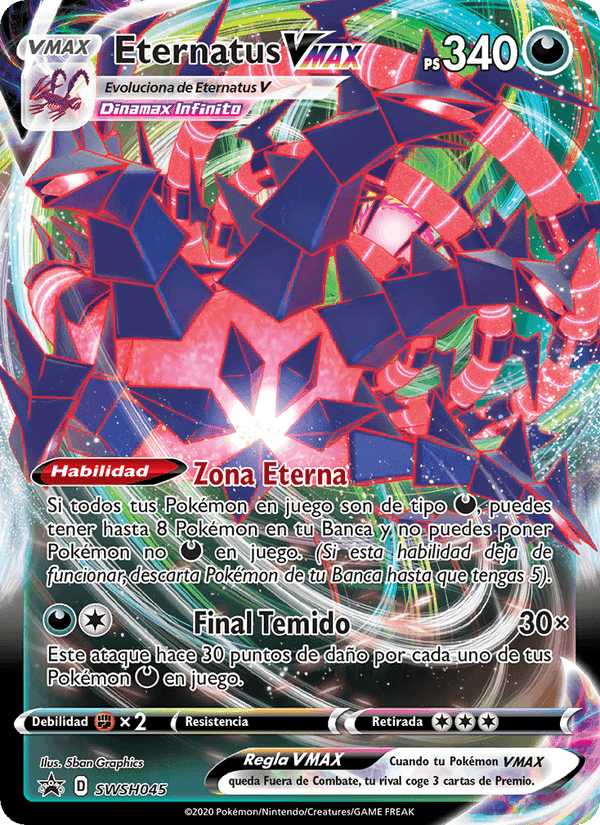 Eternatus VMAX, carte SWSH045 de Cartas de promoción ESES