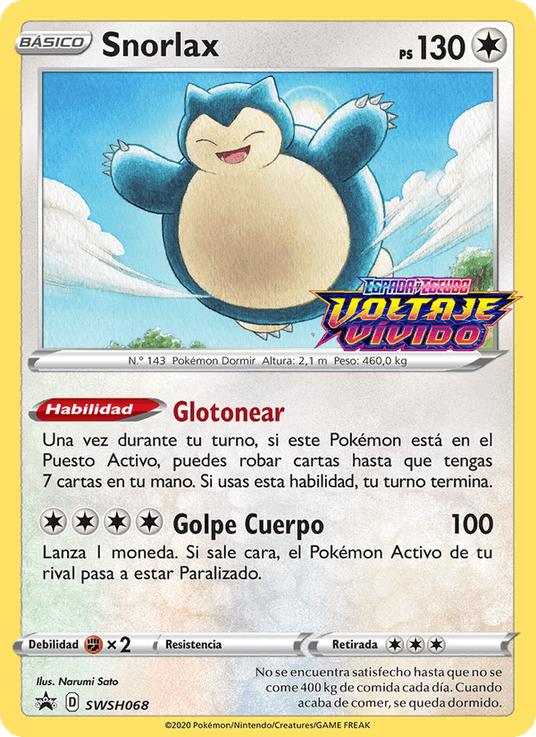 Snorlax, carta SWSH068 de Cartas de promoción ESES