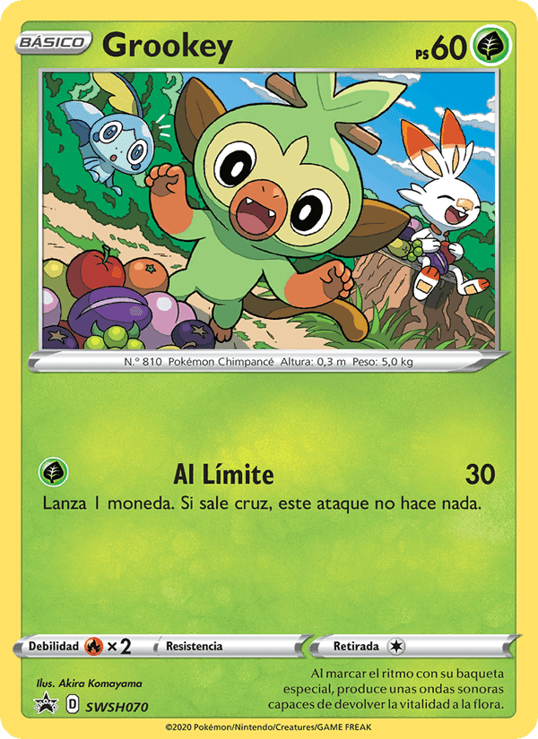 Grookey, card SWSH070 from Cartas de promoción ESES