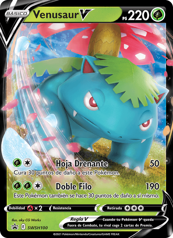 Venusaur V, carta SWSH100 de Cartas de promoción ESES