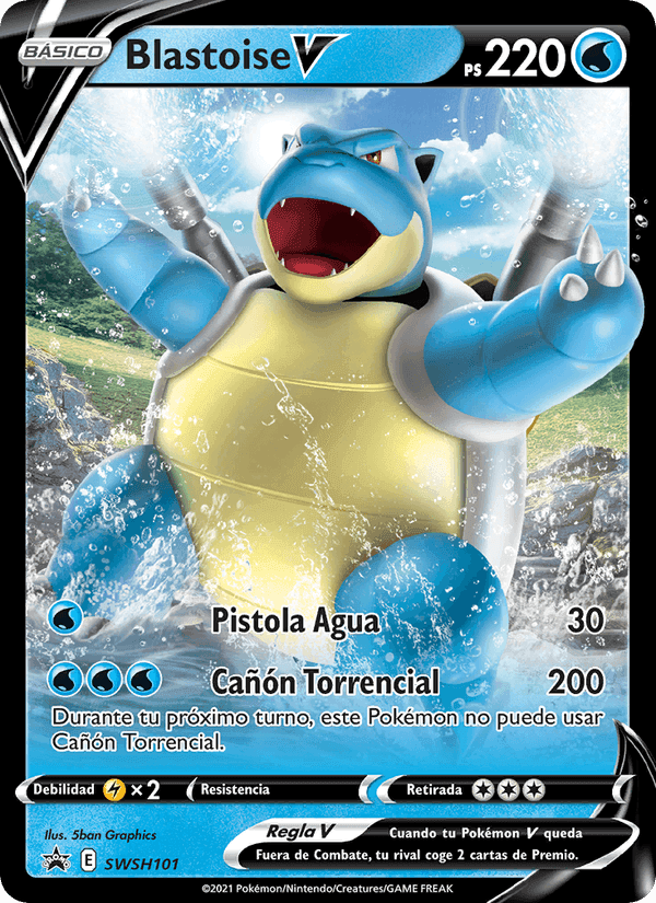Blastoise V, carta SWSH101 de Cartas de promoción ESES