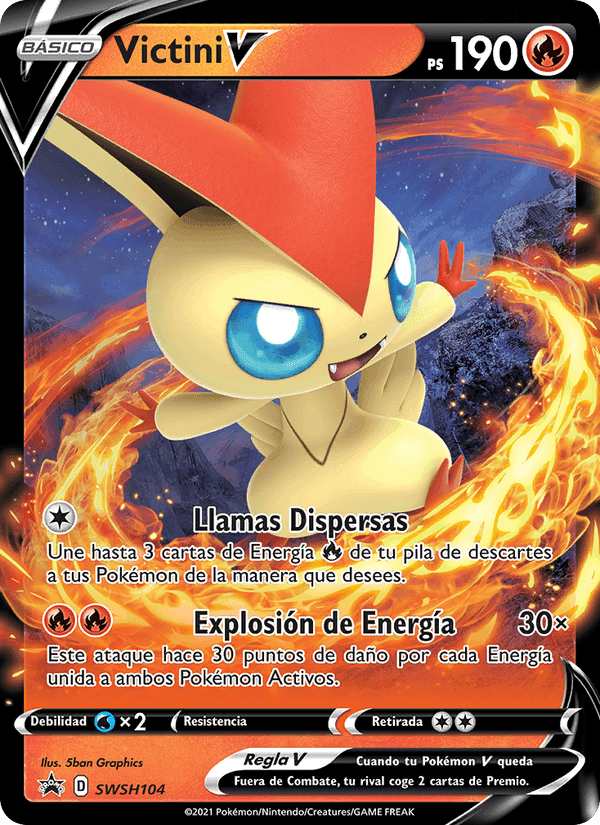 Victini V, carta SWSH104 de Cartas de promoción ESES