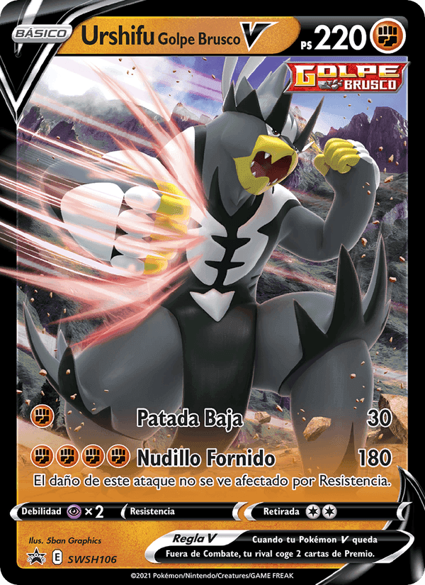 Urshifu Golpe Brusco V, carta SWSH106 di Cartas de promoción ESES