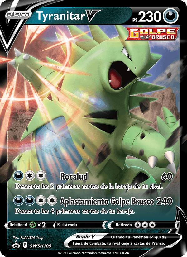 Tyranitar V, carta SWSH109 de Cartas de promoción ESES