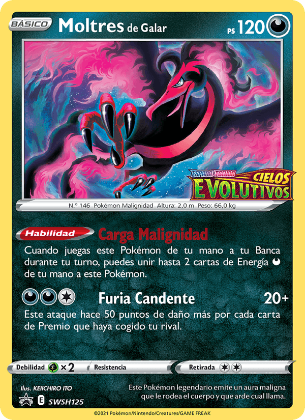 Moltres de Galar, carta SWSH125 de Cartas de promoción ESES