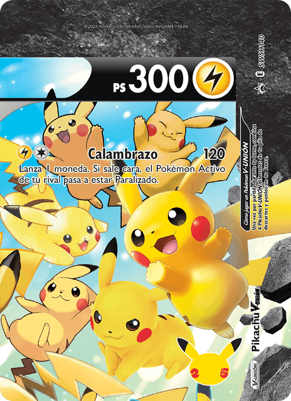 Pikachu V-UNIÓN, carta SWSH140 de Cartas de promoción ESES
