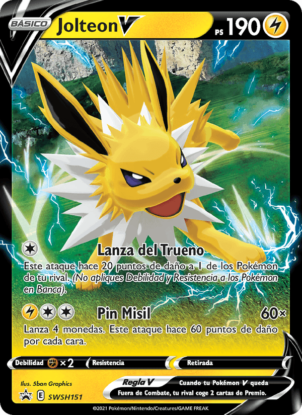 Jolteon V, carta SWSH151 de Cartas de promoción ESES