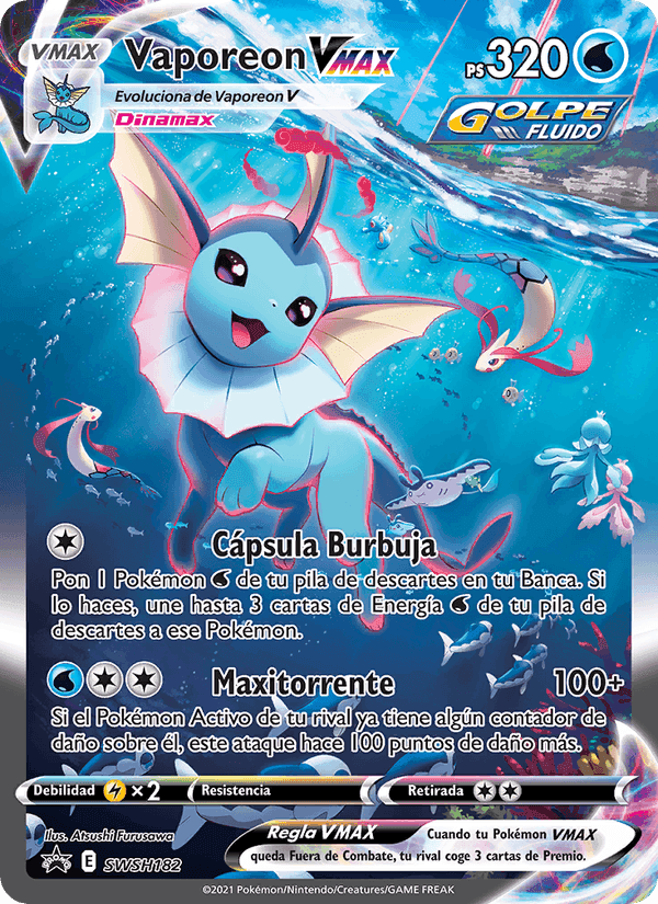 Vaporeon VMAX, carta SWSH182 de Cartas de promoción ESES