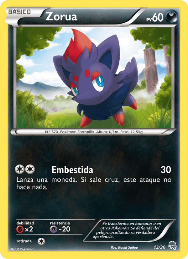 Zorua, card 13 from Kit de Entrenador XY (Pikachu Enmascarada)