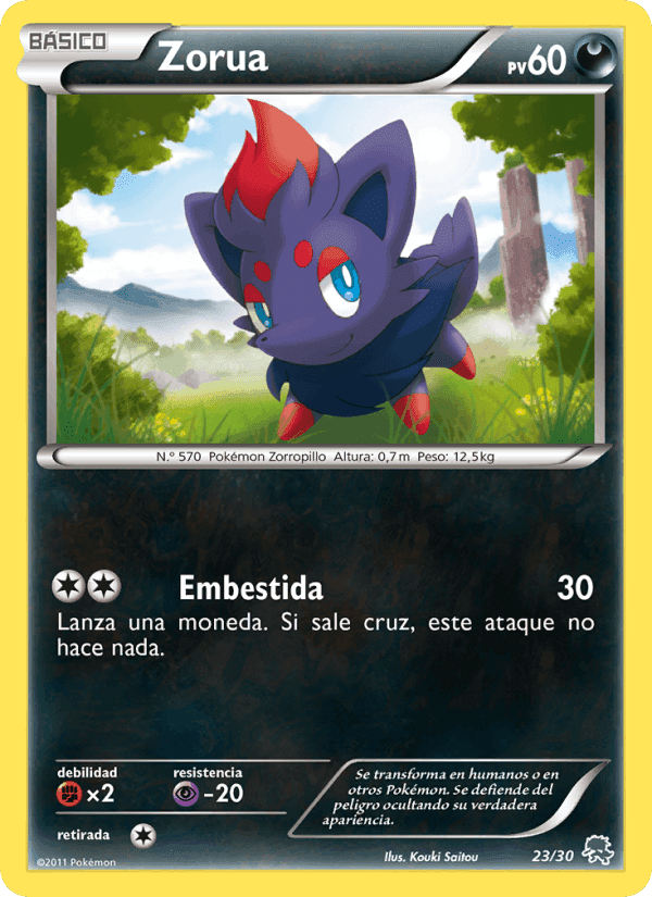 Zorua, card 23 from Kit de Entrenador XY (Pikachu Enmascarada)