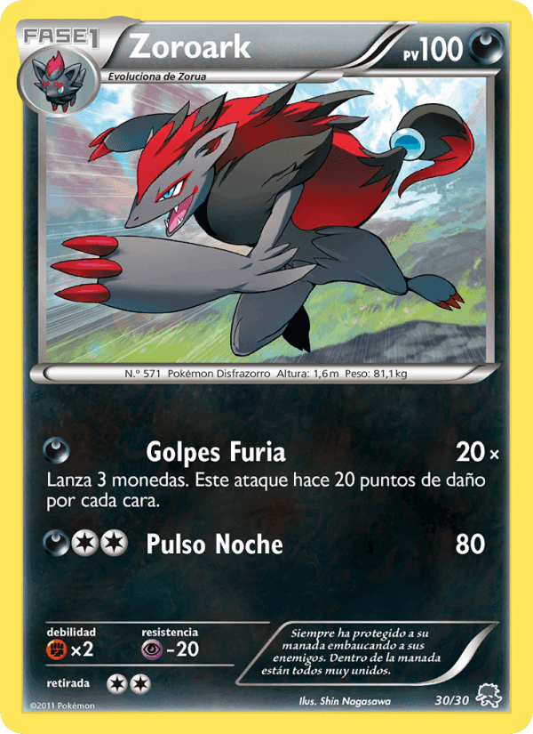 Zoroark, card 30 from Kit de Entrenador XY (Pikachu Enmascarada)