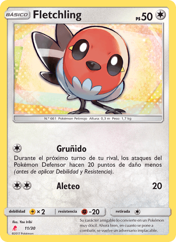 Fletchling, carta 11 de Kit de Entrenador Sol y Luna (Lycanroc)