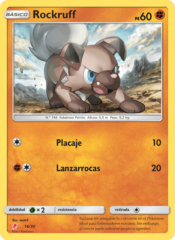 Rockruff, carta 14 de Kit de Entrenador Sol y Luna (Lycanroc)