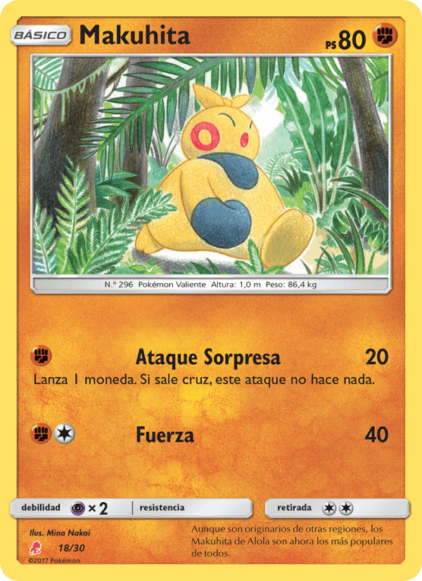 Makuhita, card 18 from Kit de Entrenador Sol y Luna (Lycanroc)