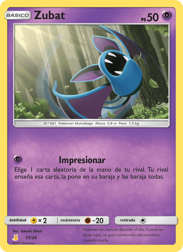 Zubat, card 11 from Kit de Entrenador Sol y Luna (Raichu de Alola)