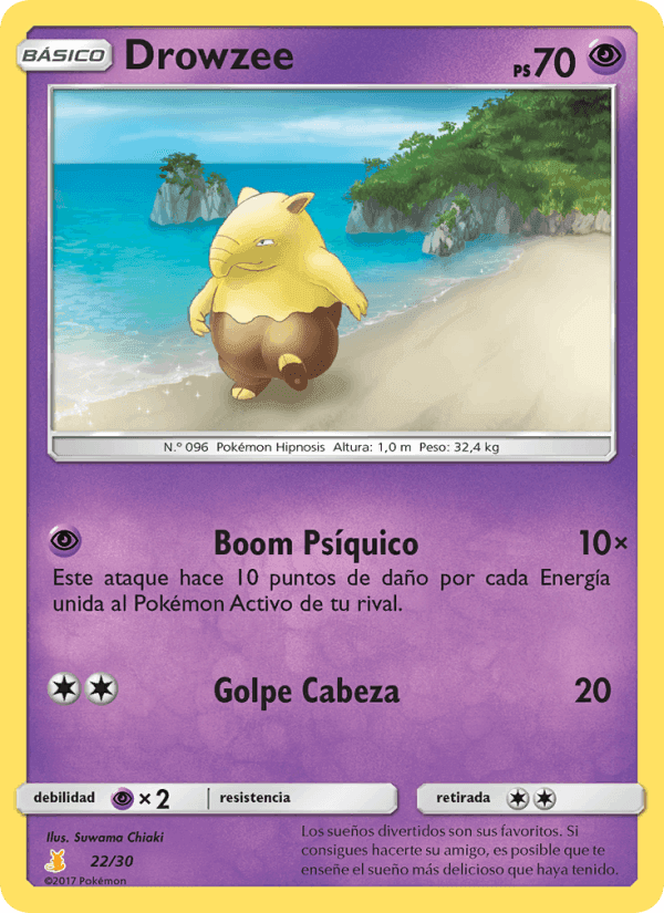Drowzee, card 22 from Kit de Entrenador Sol y Luna (Raichu de Alola)