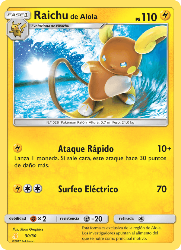 Raichu de Alola, carta 30 di Kit de Entrenador Sol y Luna (Raichu de Alola)