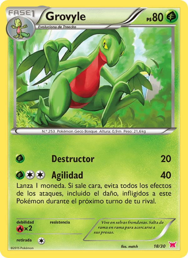 Grovyle, carta 18 de Kit de Entrenador XY (Latias)