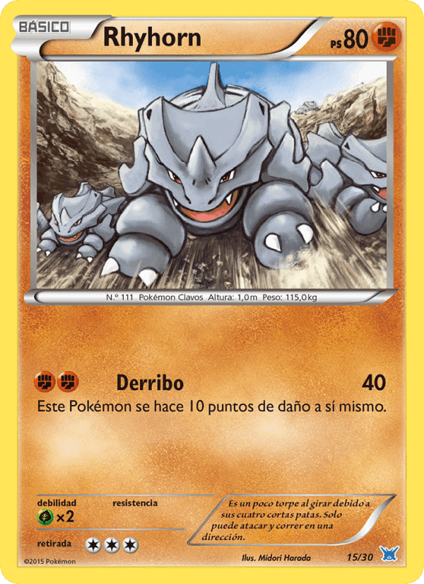 Rhyhorn, carta 15 de Kit de Entrenador XY (Latios)