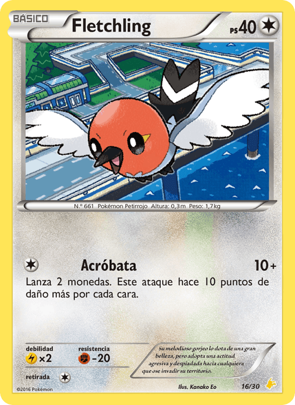Fletchling, card 16 from Kit de Entrenador XY (Pikachu Enmascarada)