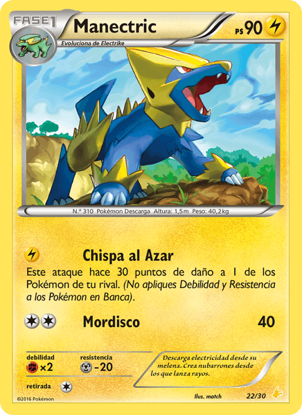 Kit de Entrenador XY (Pikachu Enmascarada) の 22 番、Manectric