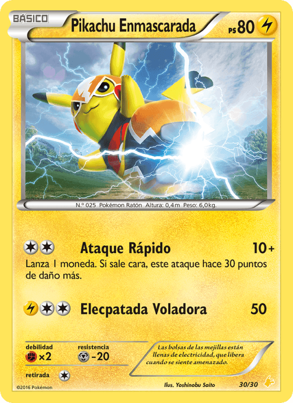 Pikachu Enmascarada, card 30 from Kit de Entrenador XY (Pikachu Enmascarada)