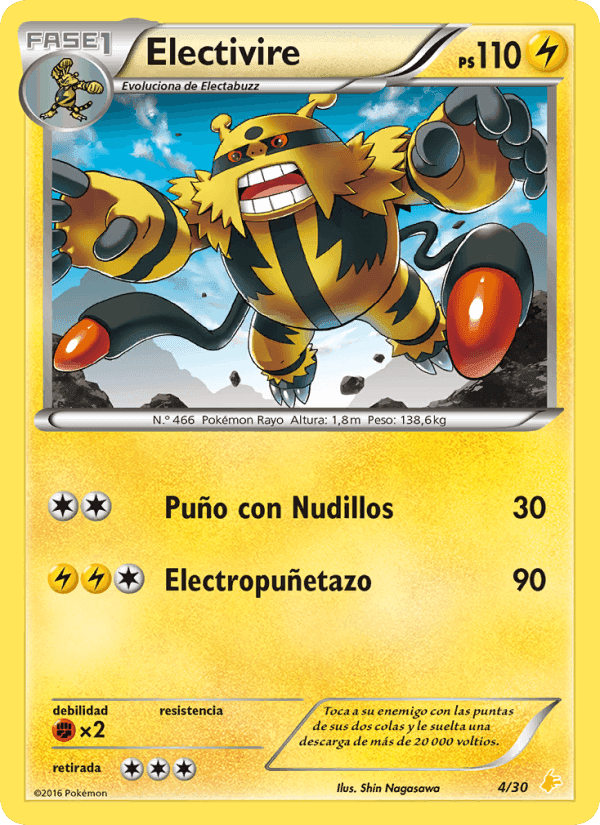 Electivire, carta 4 di Kit de Entrenador XY (Pikachu Enmascarada)