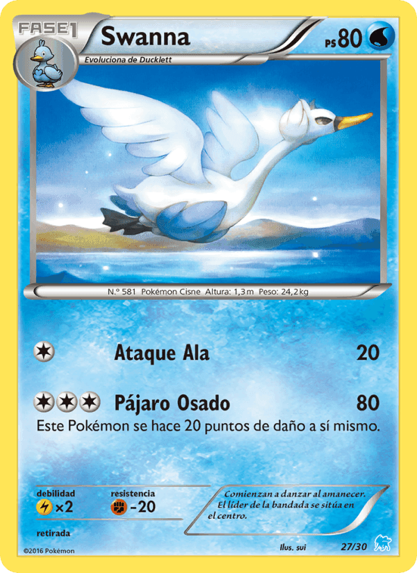 Swanna, carte 27 de Kit de Entrenador XY (Suicune)